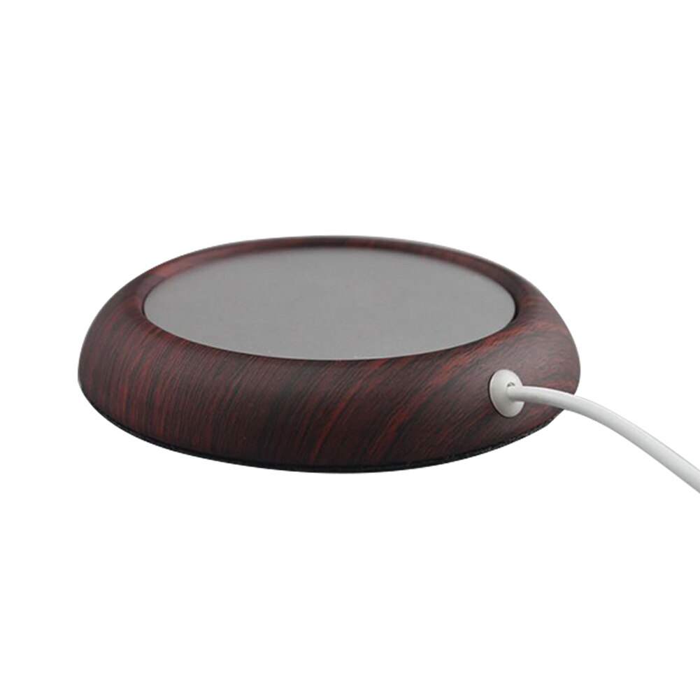 Chauffe-tasse électrique USB, tapis chauffant, Grain de bois, lait, plaque d'isolation thermique, pour le thé, les boissons, pour le bureau et la maison: kaki foncé