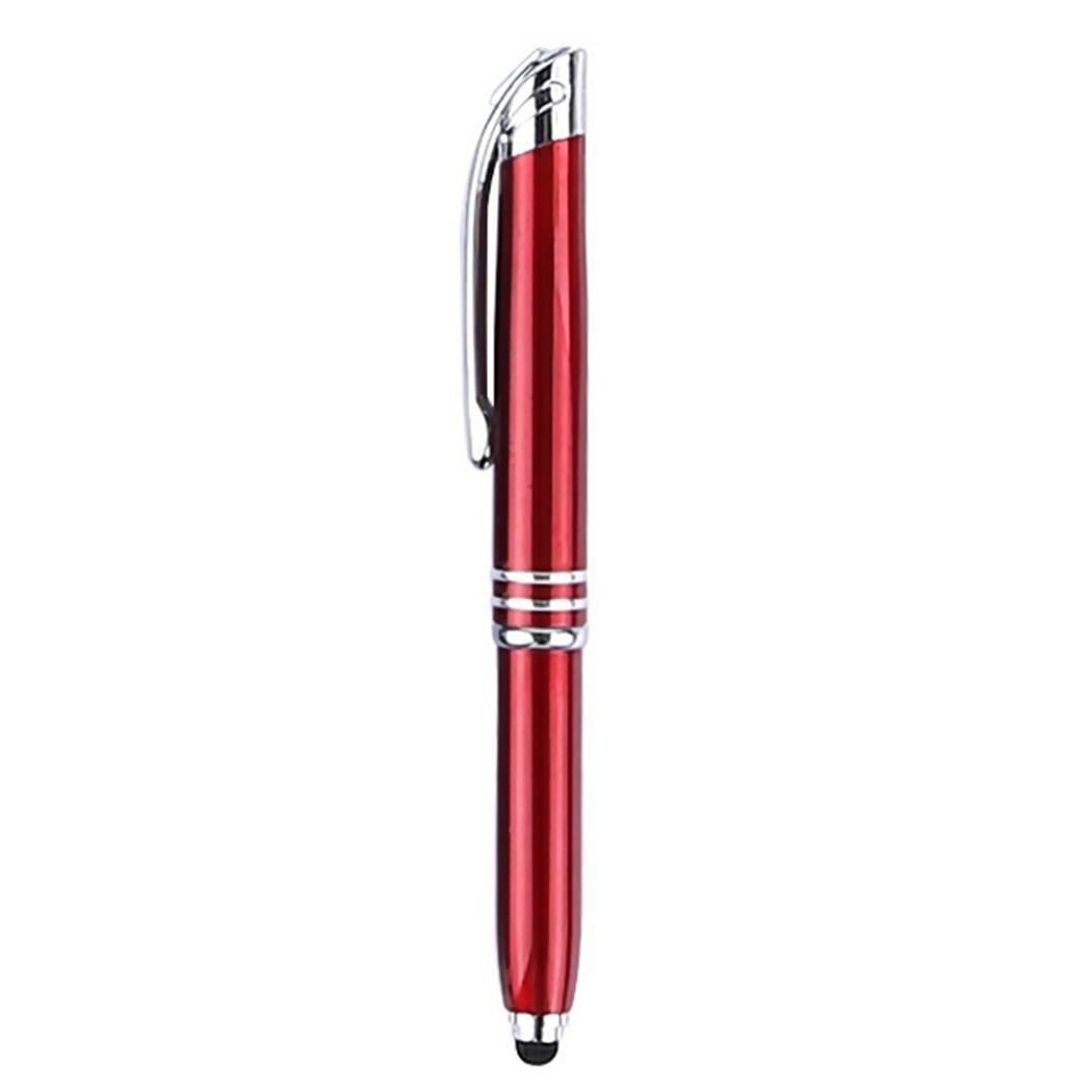 3-in-1 Function Touch Stylus LED Flashlight 12.5mm Ball-point 132mm 21.5g Red, Gray, Blue, Black Pen: red