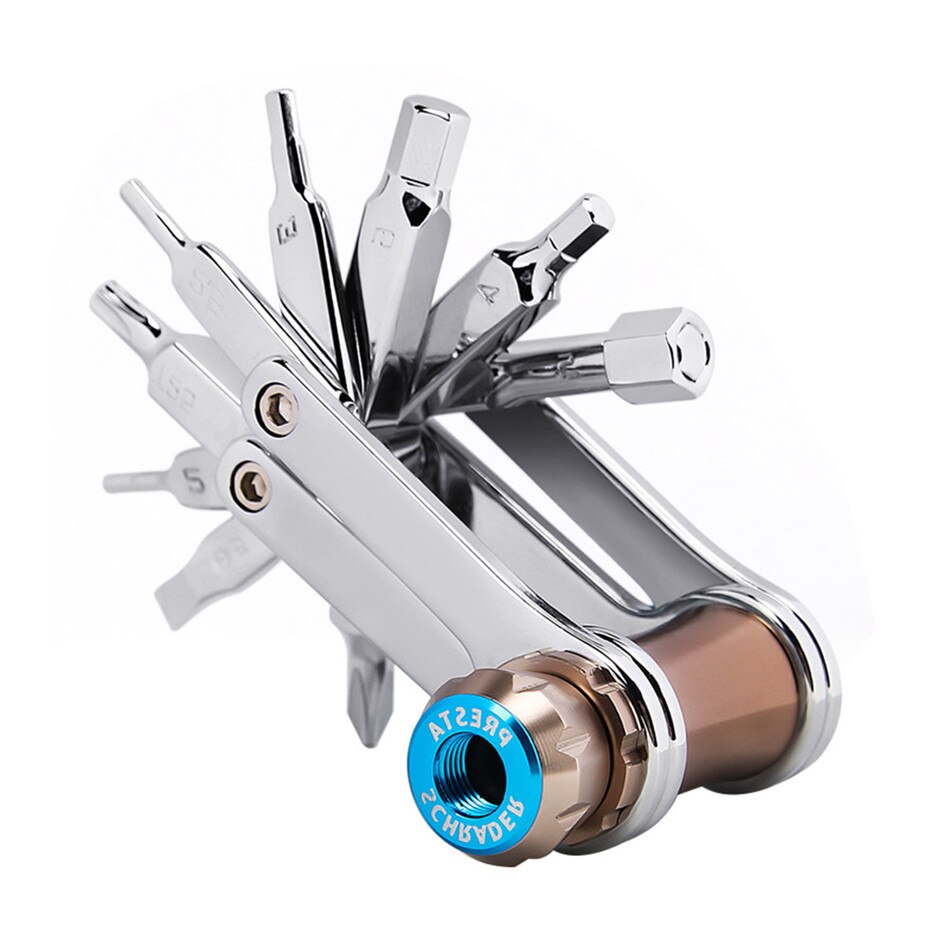 TimelyTrust 11 in 1 Bike Multi-Tool - Chain Tool/Torx/Hex/Screwdriver Bicycle Multitool Cycling Mechanic Repair Tools with CO2: Default Title