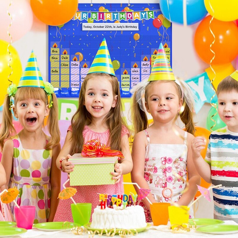 Our Birthday Celebration Graph Space-Saver Kids Pocket Chart for School Classroom