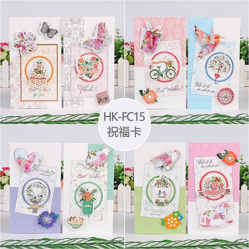 8 pièces/ensemble carte de voeux avec enveloppes fleur or paillettes 3d Pop Up meilleurs voeux blanc merci cartes