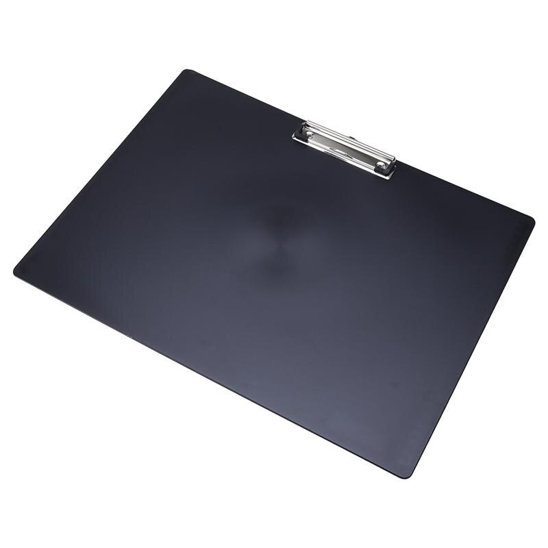 A3 Horizontal Clipboard Drawing Paper Clip Pad Thick Plastic Writing Pad Office File Folder Clip Board (Black)