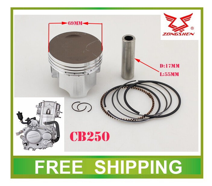 69mm 70mm zongshen atv quad buggy CB250 zs169fmm water cooled engine piston ring air 65.5mm 250cc atv quad dirt pit bike