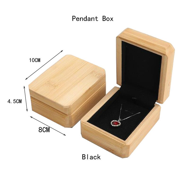 Bamboo and Wood Jewelry Packaging Box Buddhist Bead Collection Box Bamboo Wood Necklace Box Proposal Ring Box: Black Pendant Box