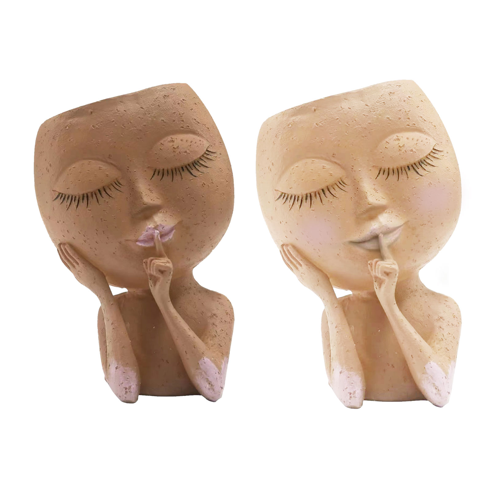 ESTATUILLA con cabeza para niña, maceta de resina para plantas suculentas, maceta para cultivo de plantas de jardín, adornos decorativos de Mesa para el hogar