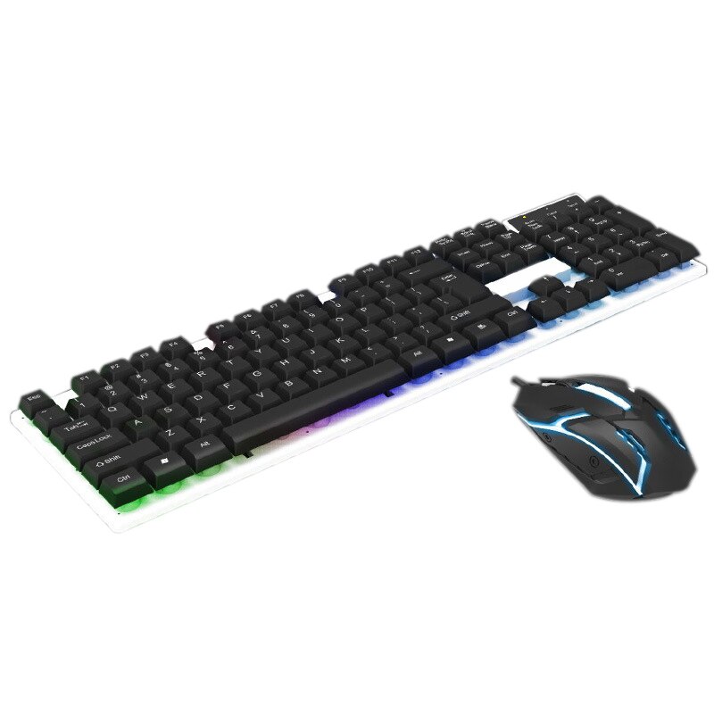 Wired Gamer Keyboard USB Connection Mechanical Keyboard Hybrid Sandwich Backlit Gaming Keyboard 104 Keycaps For Notebook PC: Black