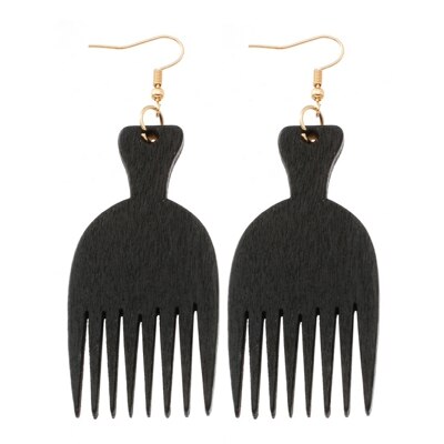 Yuluch Etnische Houten Kam Hanger Oorbellen Voor Afrikaanse Mode Vrouwen Sieraden Oorbellen Huwelijksgeschenken: black