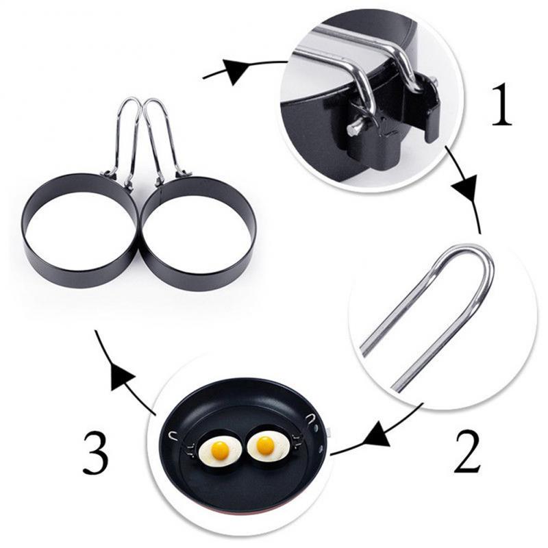 1/2/3/4 Pcs Black Iron Omelet Mold Ronde Omelet Model Metalen Omelet Ring Anti-aanbak Handvat Keuken Tool accessoires