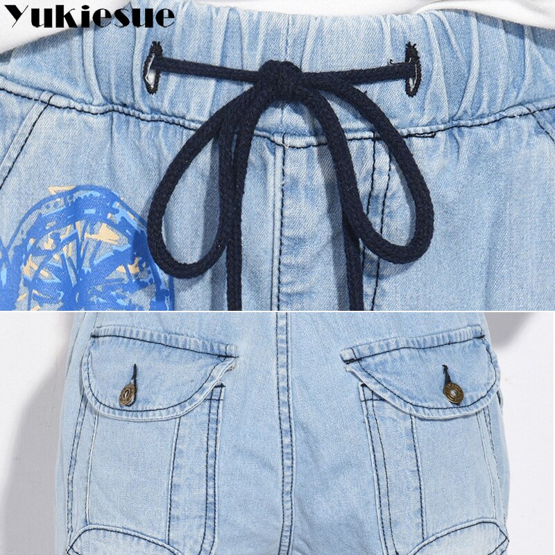 Jean denim imprimé Floral pour femme, pantalon ample, taille haute, jambes larges