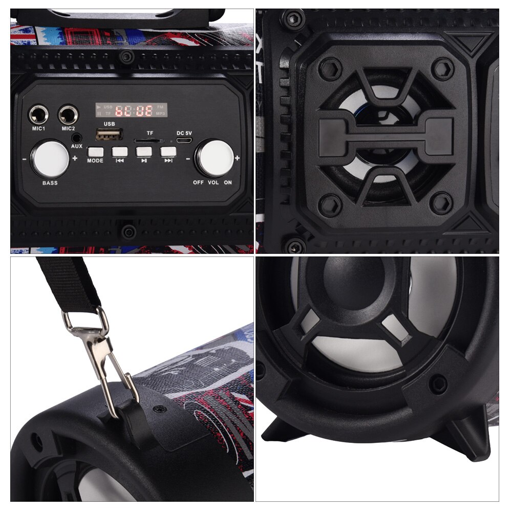 Columna portátil de 16W Altavoz Bluetooth movimiento KTV sistema de sonido 3D altavoz inalámbrico barra de sonido Subwoofer música FM Radio USB