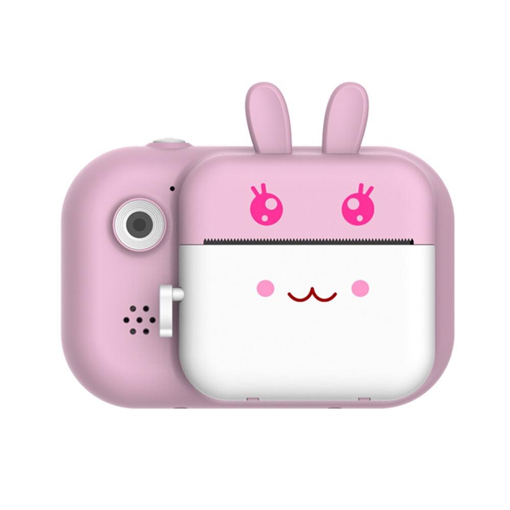 24MP Cute Cartoon Kids Instant Print Camera Dual Cam HD 1080P Children Digital Photograph Camera Toy for Kids Birthday: Pink Rabbit