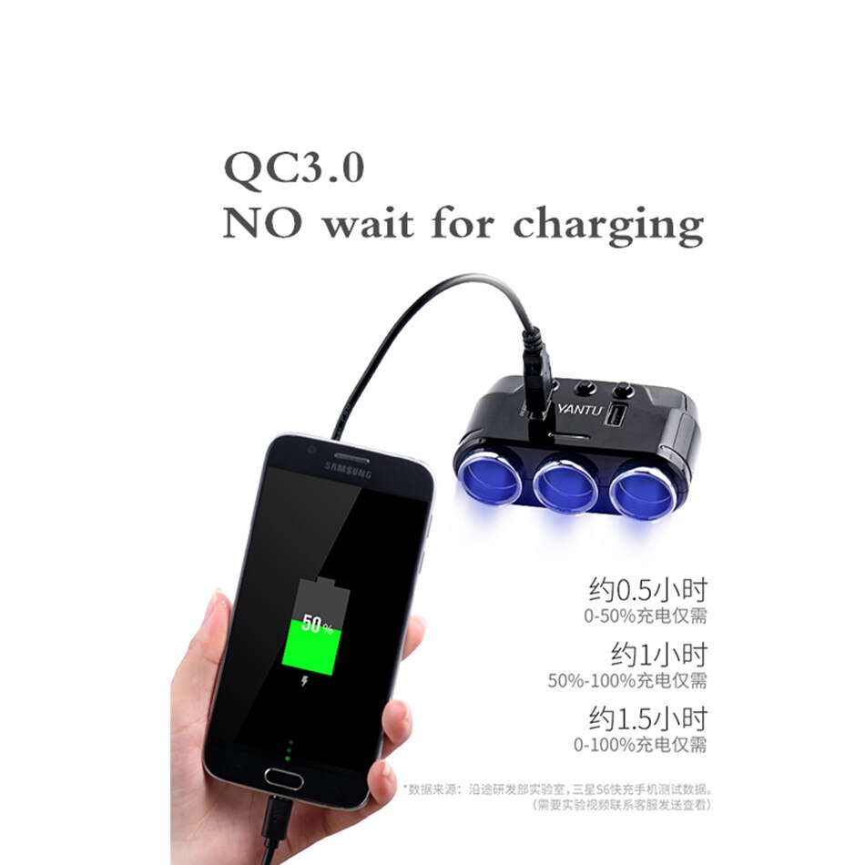 Sigarettenaansteker Een Voor Drie Autolader Multifunctionele Digitale Display