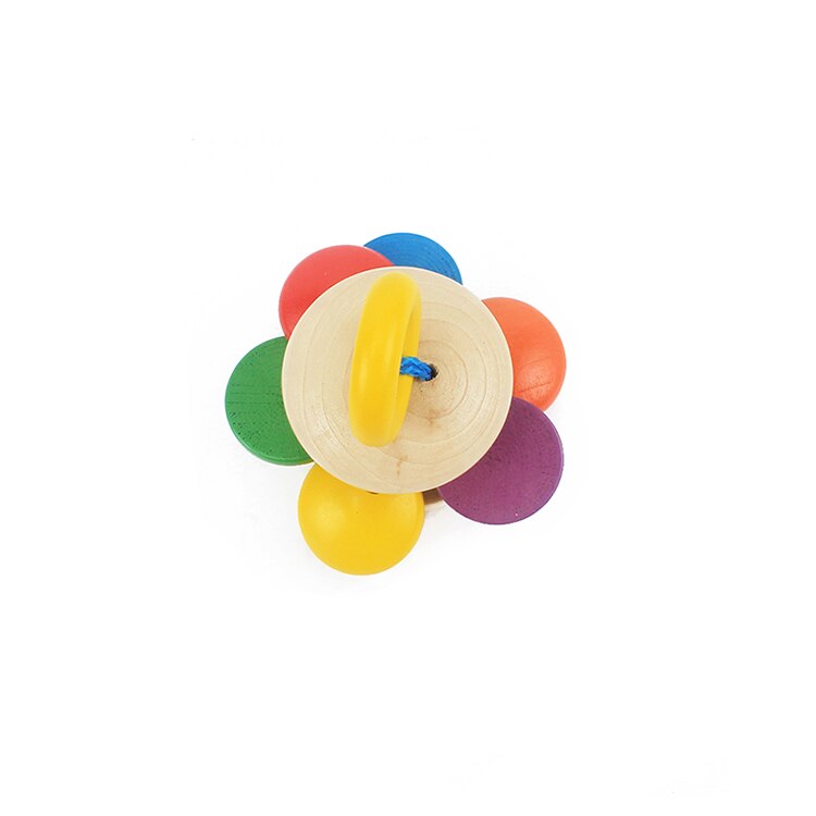 Baby Rattles & Mobiles Infant & Toddlers Wood Toy Wooden Geometric Shape Rattles Baby Wooden Toys Bell for Newborns Musical: flower