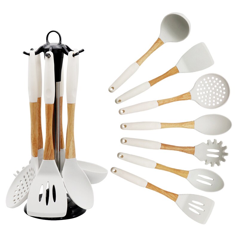 Conjunto de utensilios para cocina de silicona de primera , escurridor, cuchara para sopa, colador, servidor de Pasta, utensilio de Hornear en Casa
