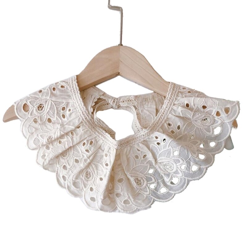 Bavoirs en dentelle pour enfants, Style coréen, motif Floral, mignon, ajouré, faux col, vêtements pour enfants, accessoire, châle en coton