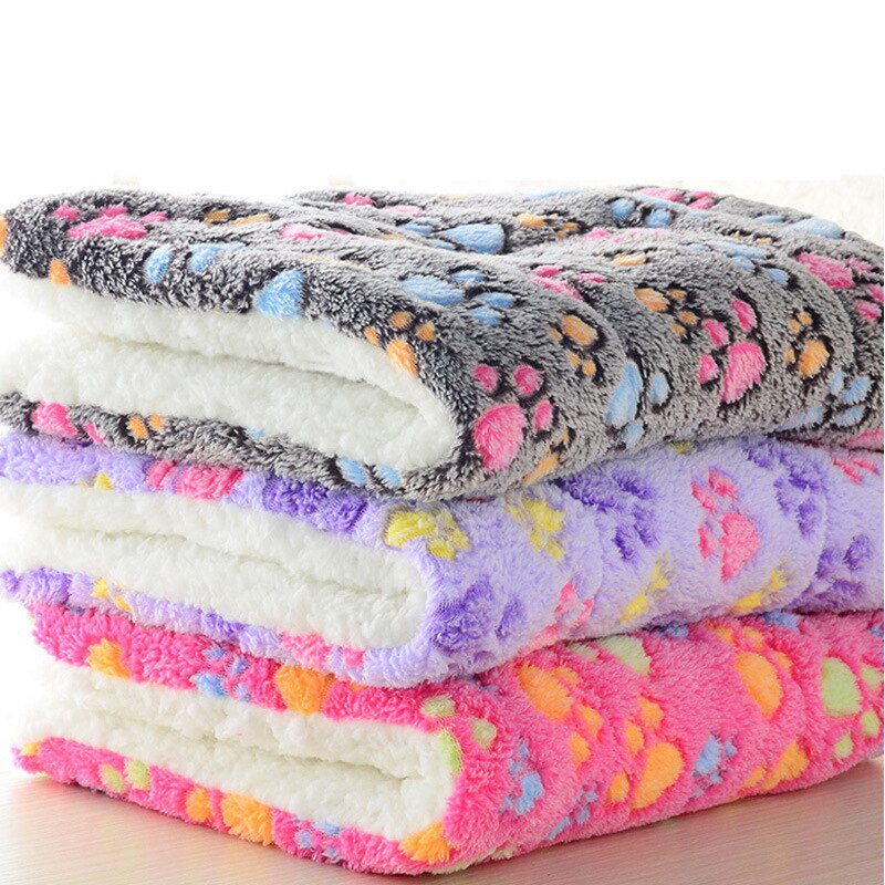 Couverture pour animaux de compagnie, niche pour chien, tapis en coton, imprimé pattes de flanelle, pour chat