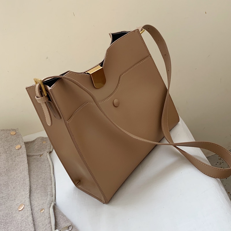 Vintage stor mulepose pu læder håndtaske til kvinder høj kapacitet skulder messenger taske