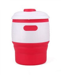 Vouwen Water Container Siliconen Reizen Koffiekopje Met Deksel Anti-Dust Multifunctionele Thee Cups Keuken Benodigdheden Vaso Plegable: Rood