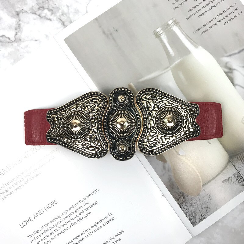 1 pc vintage plus size korset bælte sort læder talje bælter til kvinder brede elastiske store femme kjole stil bælter: 02