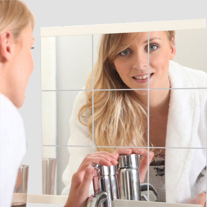 16 Stuks Verwijderbare Vierkante Flexibele Spiegel Muurstickers Home Decor Non Glas Spiegel