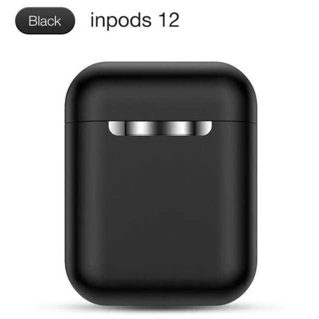 Originale  i12 tws inpods 12 i9s øretelefoner bluetooth trådløs øretelefon touc bas stereo headset sport øretelefoner pk  i7s: Sort