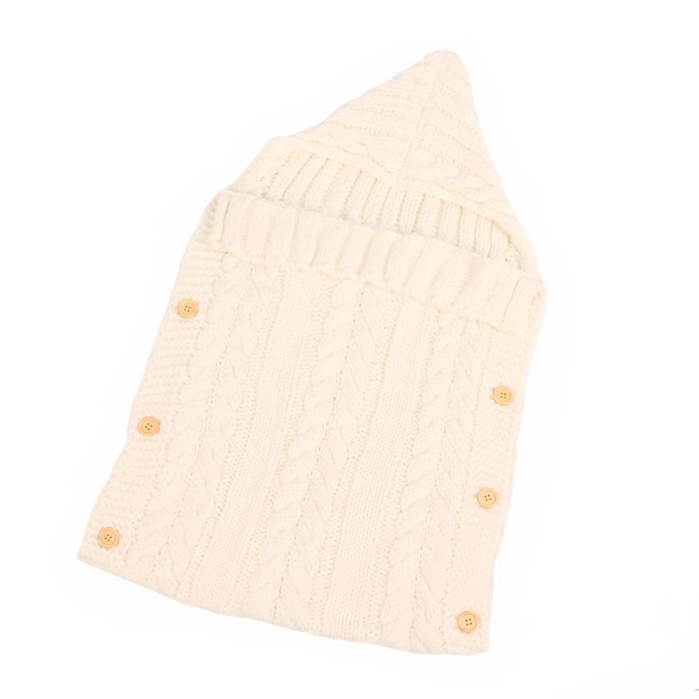 Herfst En Winter Zuigeling Breiwol Knoppen Slaapzakken Kinderkleding Ontvangen Dekens: milk white