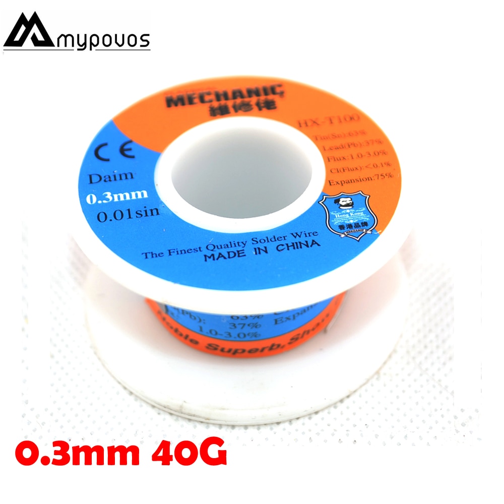 Rollo de colofonia de estaño para soldadura, Rollo mecánico de hilo de soldadura de bajo punto de fusión, 0,2/0,3/0,4/0,5mm 40G-55G 0,6