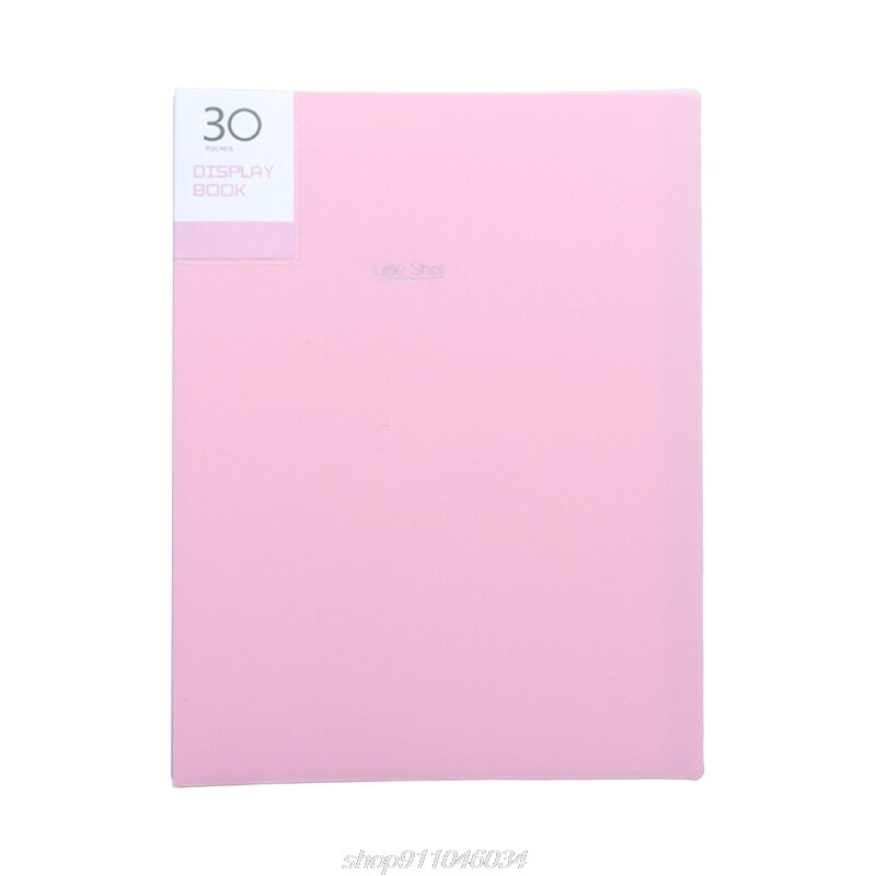A4 Display Book 20/30/40/60 Pages Transparent Insert File Folder Document Storage Bag Office Supplies M09 21: Pink 30 Page
