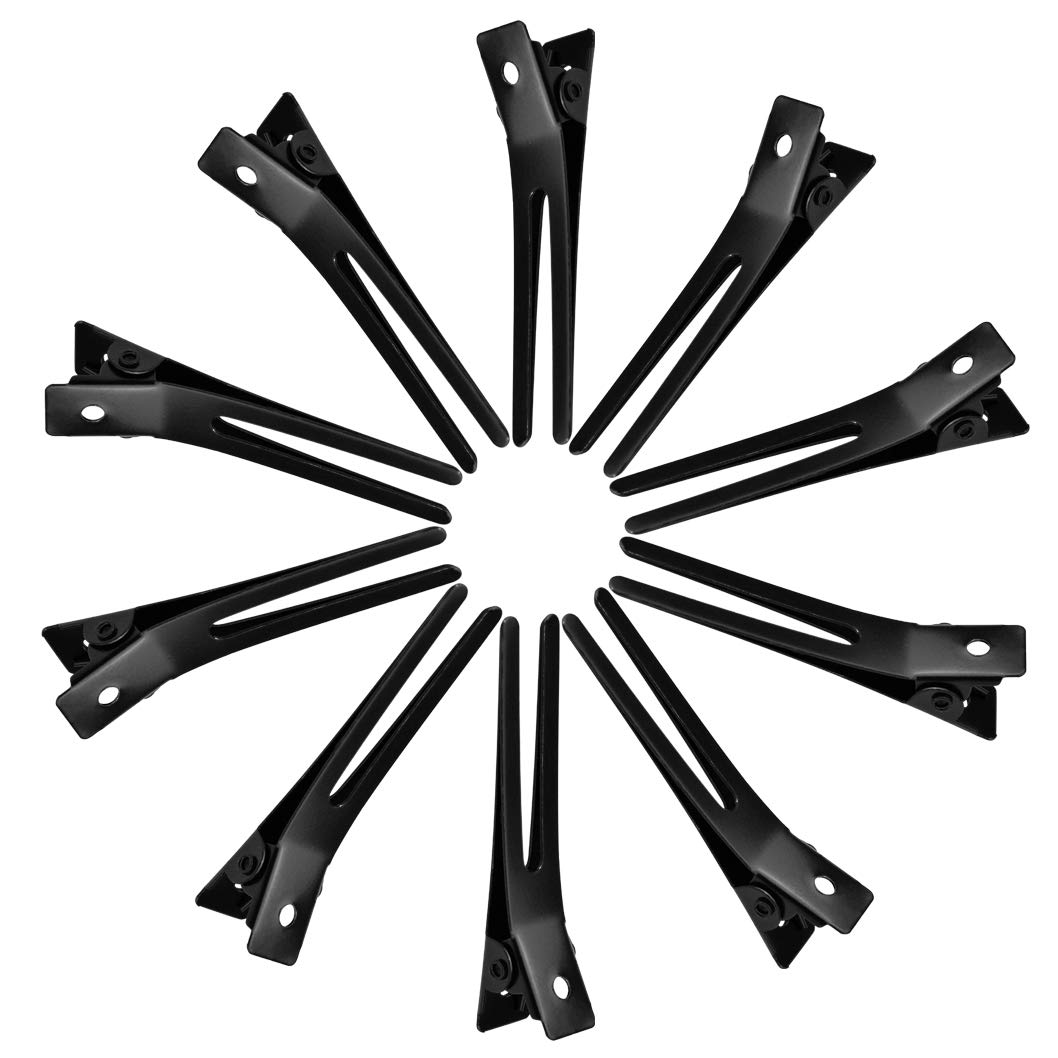 50pcs Hairdressing Double Prong Curl Clips 1.8&quot; Curl Setting Section Hair Clips Metal Alligator Clips Hairpins for Hair Bow: black