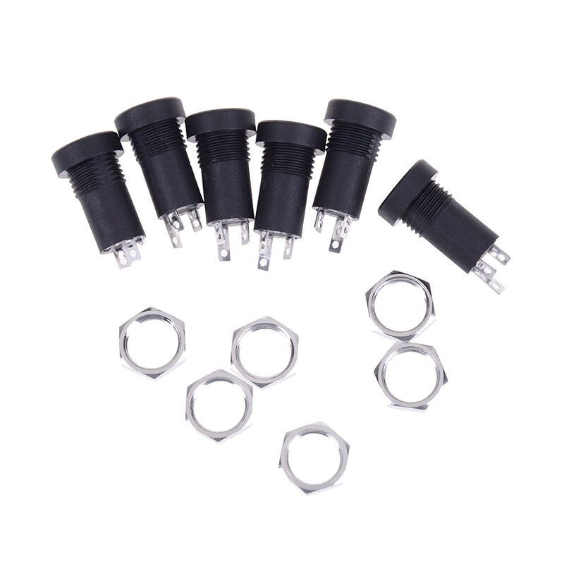 2pcs 3.5MM Audio Jack Socket 3 Pole Black Stereo Solder Panel Mount Gold With Nuts Connector