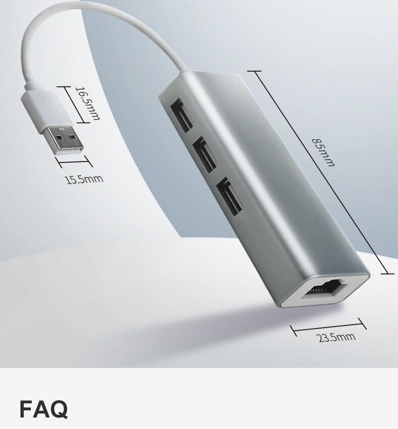 USB hub 2.0 3 ports to RJ45 10/100Mbps Lan Network USB Ethernet Adapter Splitter for Laptop Computer Mac iOS Android