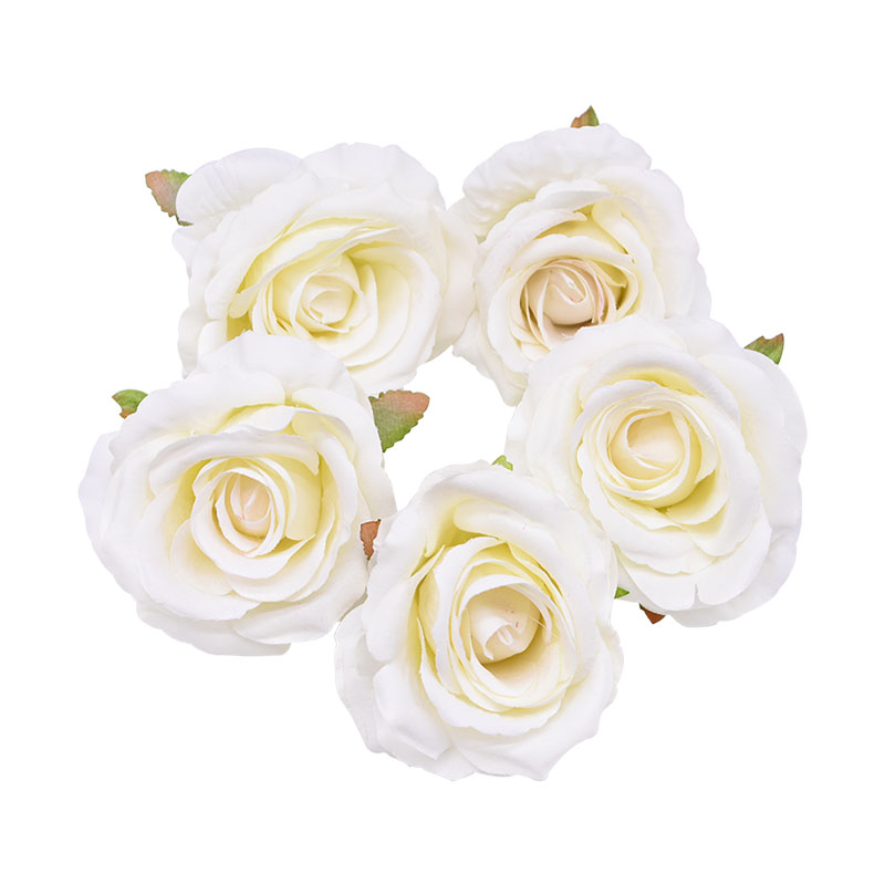 10 stks 10 cm Grote Hoofd Zijde Roos Bloem Decoratieve Bloesem Bruiloft Woondecoratie Accessoires DIY Krans Scrapbooking Ambachten: Beige
