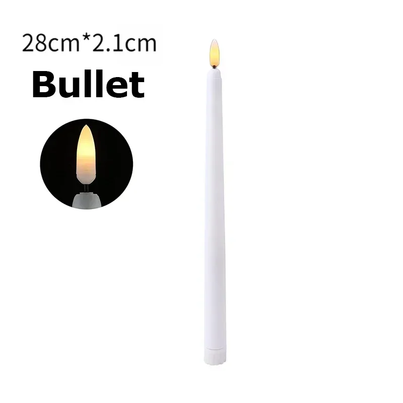 Bougies LED longues sans flamme, 1/6 pièces, bougies pointues, alimentées par batterie, bougies scintillantes, décoration de fête de noël