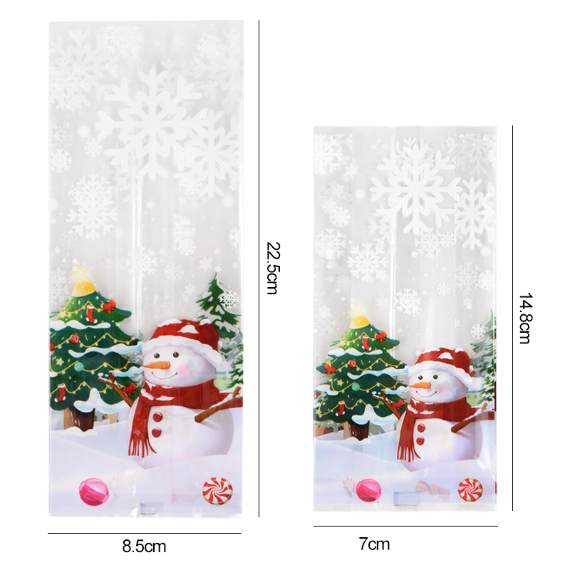 25/50pcs Snowman Cookie Baking Packaging Bags Candy Snack Bag Xmas Tree Snowflake Christmas Year Party Decorations