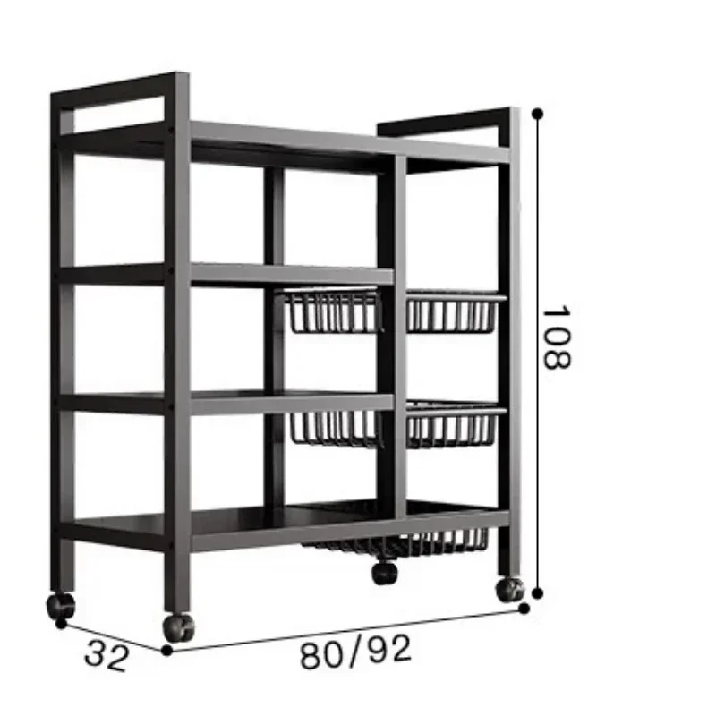 Carro de cesta de verduras para cocina, estante de almacenamiento multifuncional, carrito rodante móvil para fruta, horno microondas, organizador de cocina