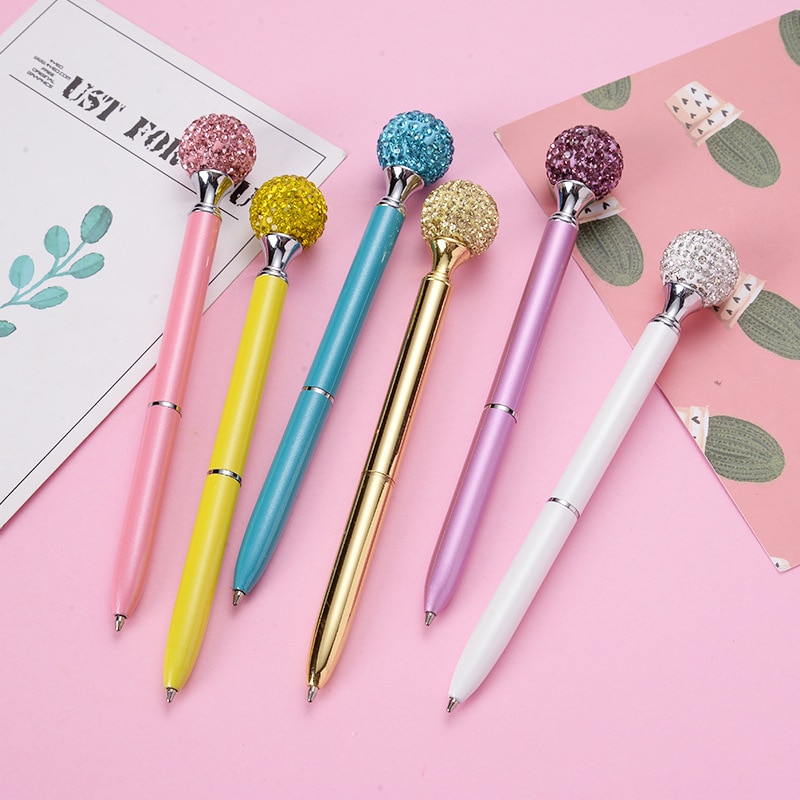 Creativity metal Spinning Ballpoint Pen Luxury Diamond Ball Point Pen 1.0mm Ballpoint Pen Office School Writing Stationery