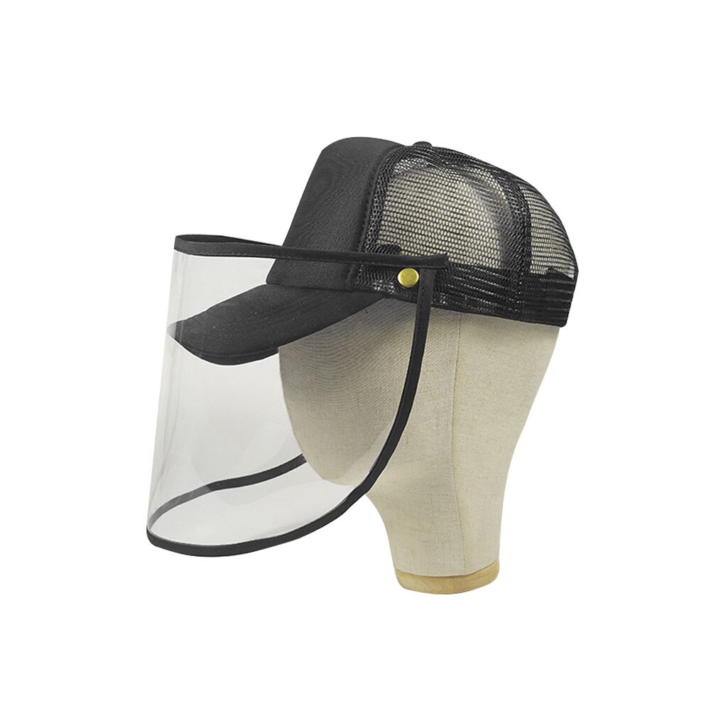 Mode Unisex Zwart Beschermende Baseball Caps Hoed Met Afneembare Clear Gezicht Speeksel Stofdicht Zonneklep gezicht Cover