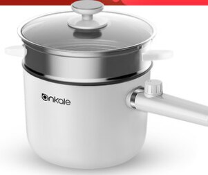 Mini sartén eléctrica multifuncional, olla antiadherente para arroz con vaporizador, 220V, L: with steamer / UK