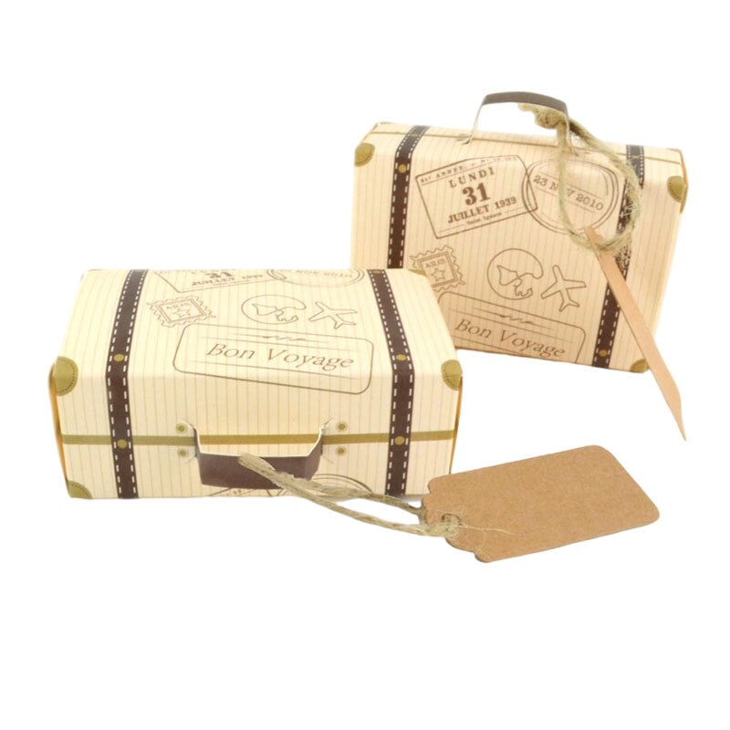 Mini maleta de viaje de Papel Kraft para dulces, bolsa de embalaje de recuerdo de Chocolate, decoración de de cumpleaños y boda, 10/20/50 piezas: Style 3 / 10pcs