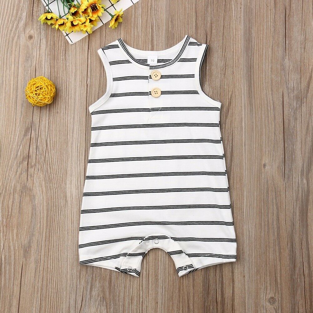 0-24 Baby Baby Jongen Meisje Gestreepte Romper Kleding Mouwloze Gestreepte Rompertjes Zomer Outfit