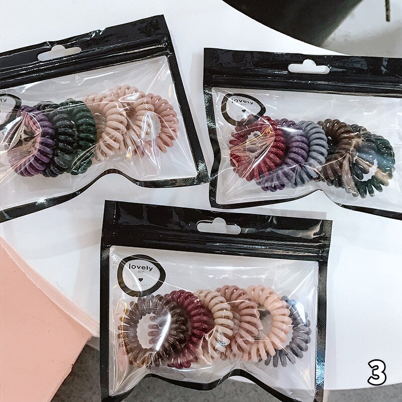 Hoge Elasticiteit Telefoon Spoel Haarbanden Vrouwen Spiraal Haar Banden Meisjes Haar Ringen Touw Effen Kleur Haar Accessoires Gom Scrunchy