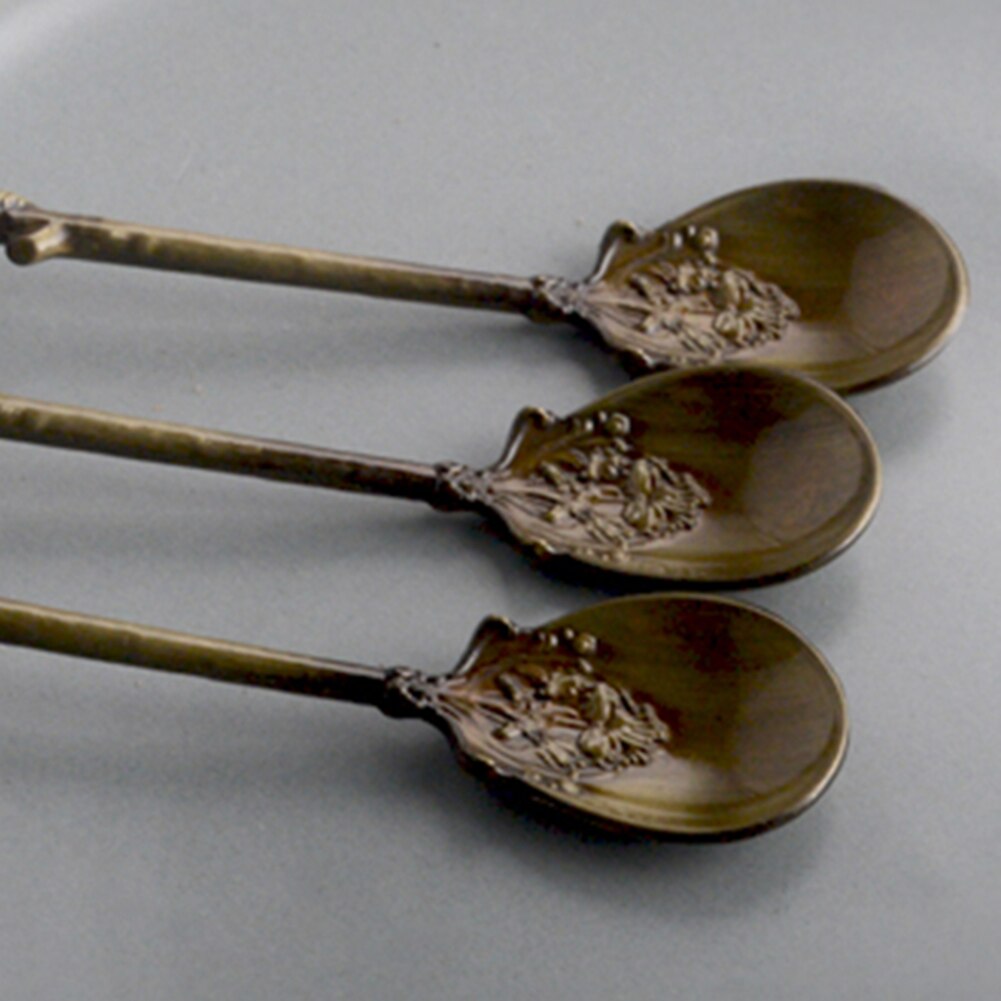Vintage fleur feuille sculpture cuisine thé café Dessert cuillère Table décor couverts