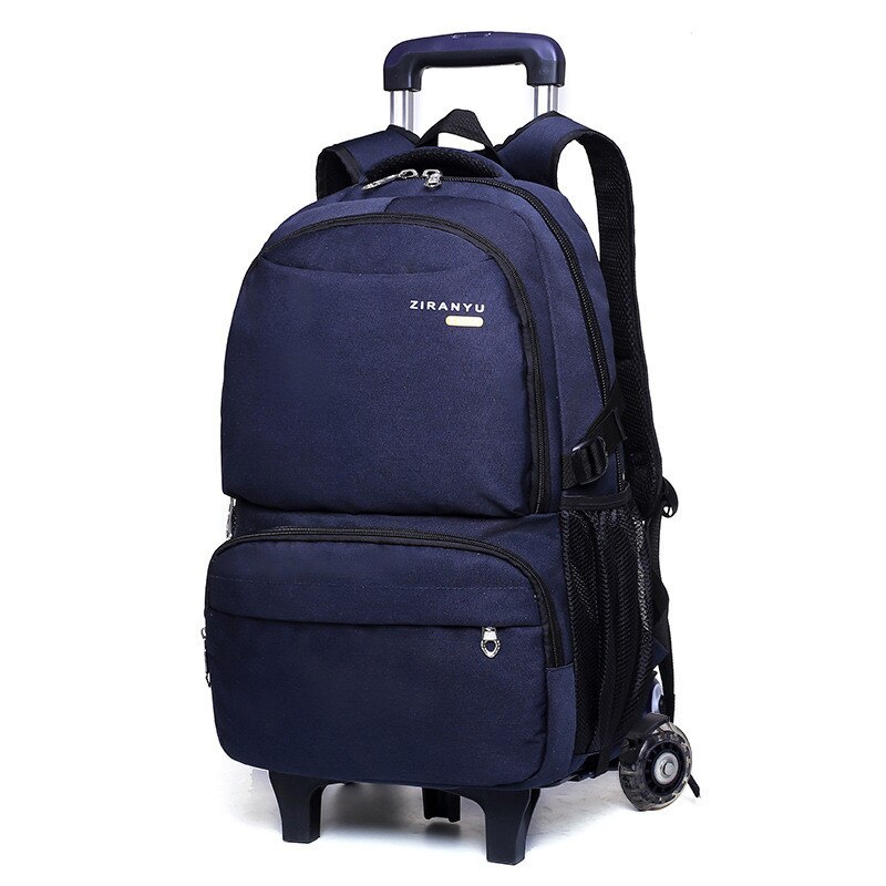 Mochilas escolares para meninos, bolsa de viagem para crianças com 2 rodas: blue 2 wheels