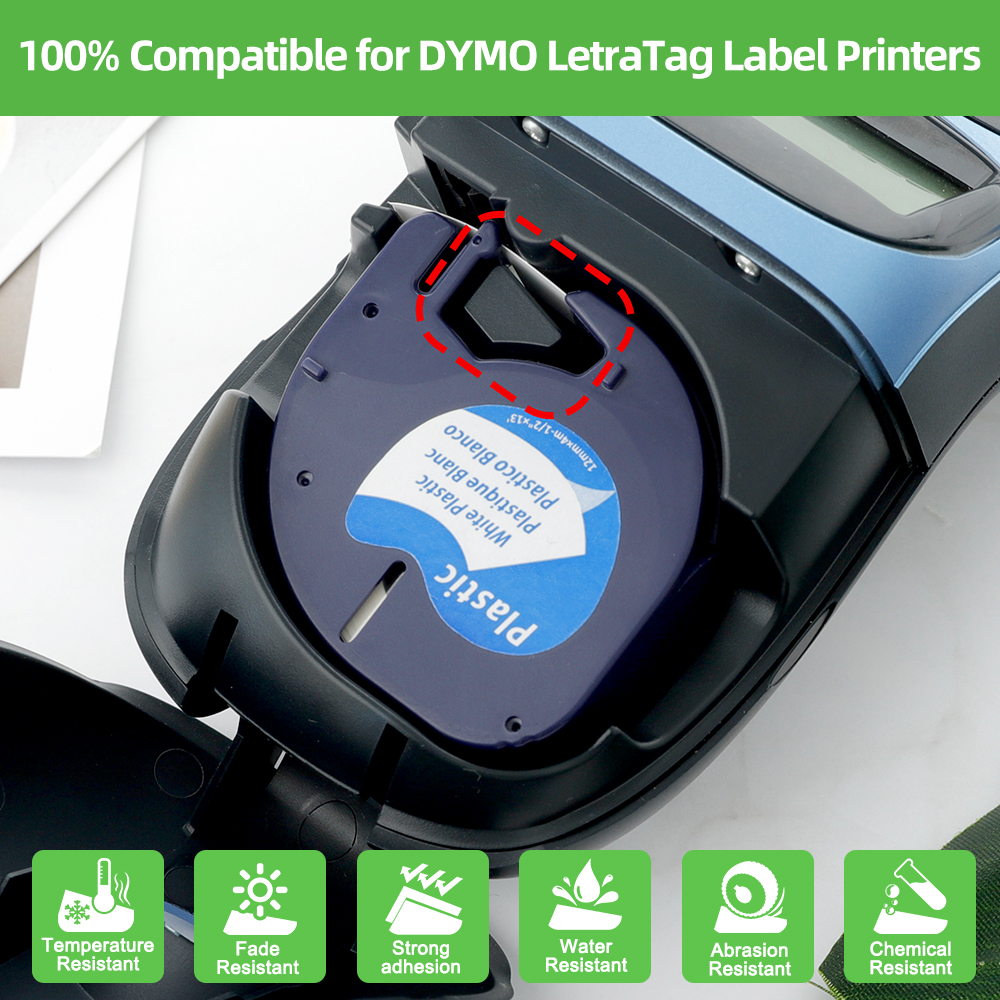 1Pc 91201 91200 91202 91203 91204 91205 12267 12Mm Labeltapes Compatibel Voor Dymo Letratag Voor Dymo LT-100H LT-100T Label Maker