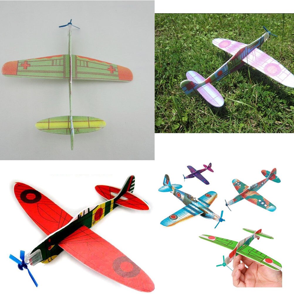 12Pcs Childrens Vliegende polystyreen Glider Planes Model Plastic Speelgoed Vliegtuig Tas Vulstoffen Kids Party Fantastische