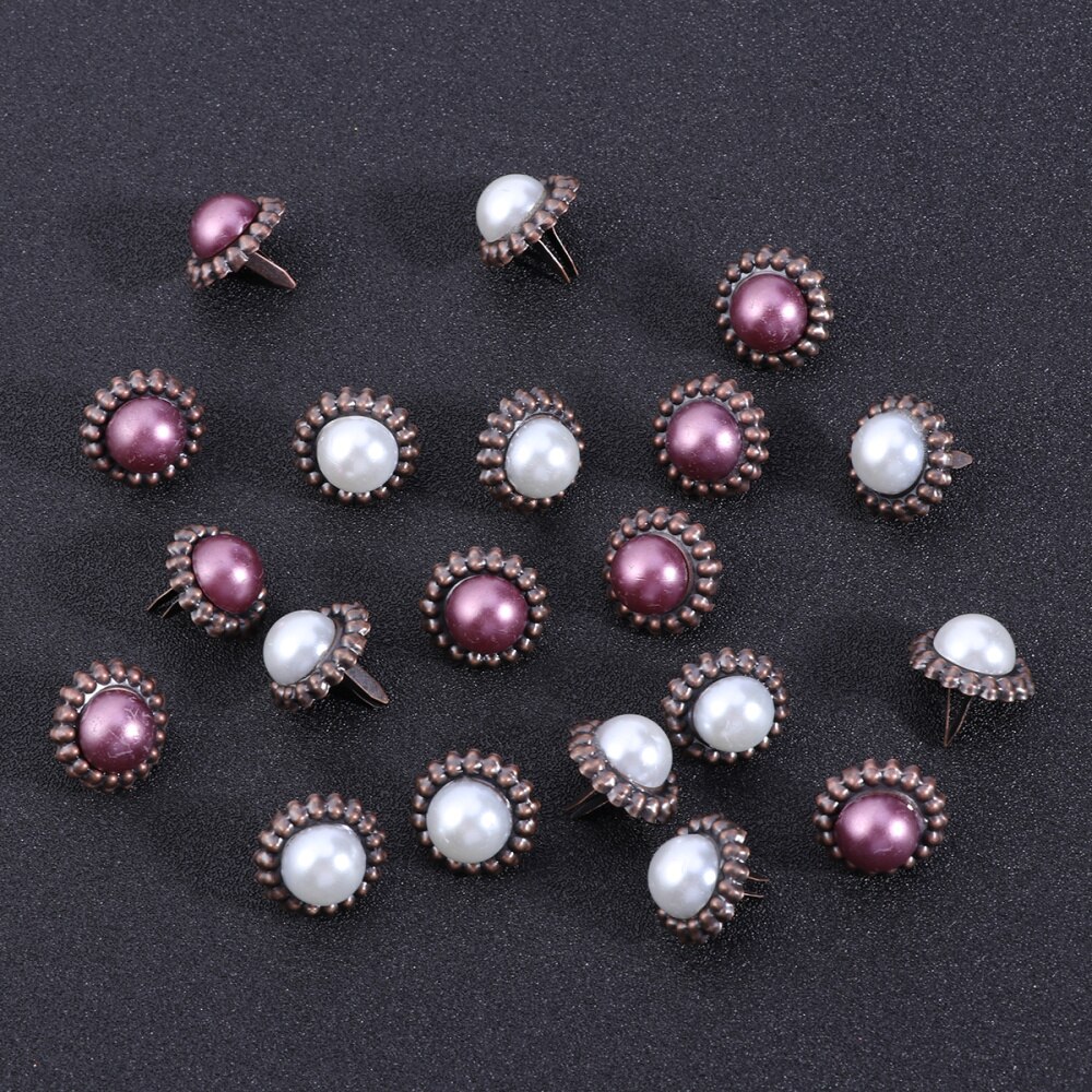 20PC Paper Fasteners Vintage Round Pearl DIY Metal Brads Crafts Split