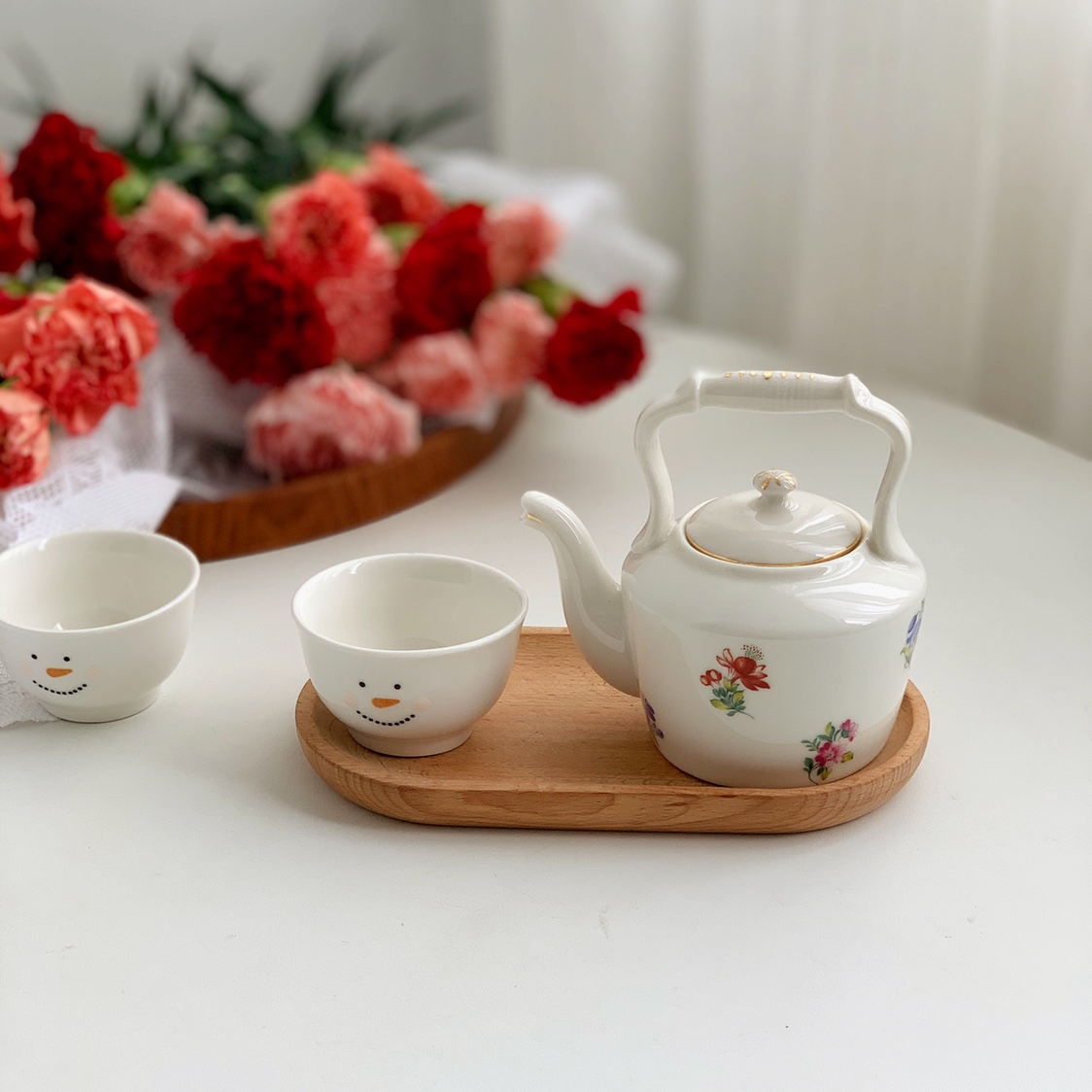 Frische Nette Blumen- Kleine Teekanne Keramik Teekanne Mini Teekanne Kleine Teekanne Kapazität über 200 Ml