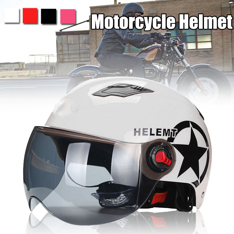 3/4 Open Helm Motorcycle Half Gezicht Helm Unisex Bike Motorcycle Scooter Head Protector Zonnebrandcrème Lens Anti Uv Helmen