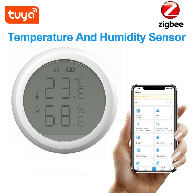 Tuya/EWelink Zigbee Smart Temperature And Humidity Sensors Zigbee Thermometer And Humidity Detector With LCD Screen Display