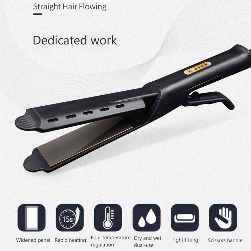 Ceramic Tourmaline Ionic Flat Iron Hair Straightener Dry&Wet Widen Panel Make Hair Silky & Shine Fast Steam Straightening Irons